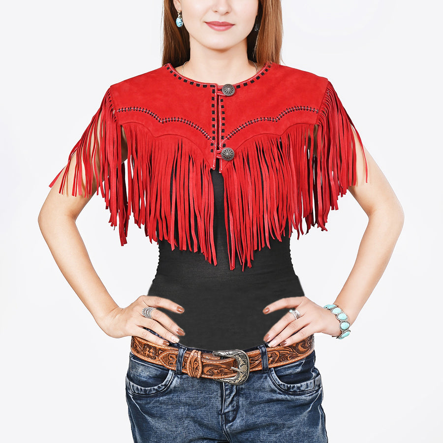 American Darling Red Genuine Suede leather ladies Dress Black - Uhorse