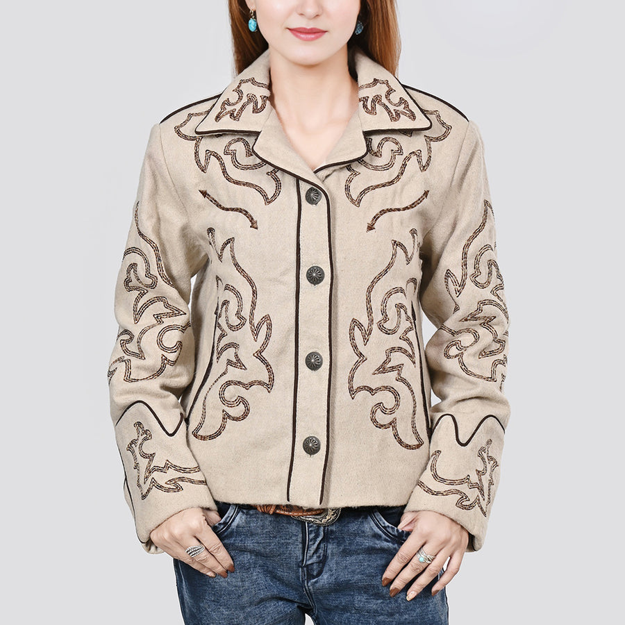 American Darling Genuine Suede Embroidered leather Jacket ladies Girl Beige - Uhorse