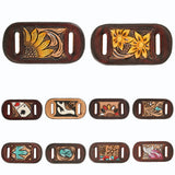 American Darling Western Hand Tooled Carved Genuine Leather Scarf Clasp Bandana Slide Bandana Cuff