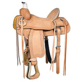 HILASON Western American Leather Ranch Roping Horse Saddle With Tack Set