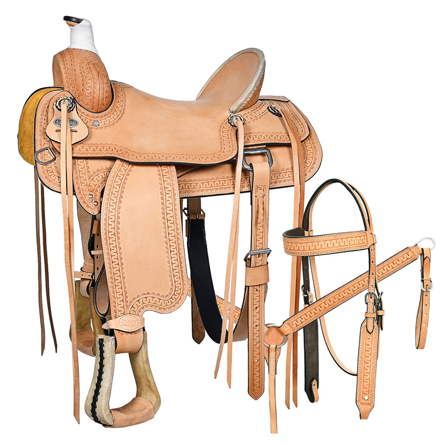 HILASON Western American Leather Ranch Roping Horse Saddle With Tack Set - Uhorse