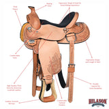 HILASON Western American Leather Horse Saddle Ranch Roping Cowboy With Tack Set