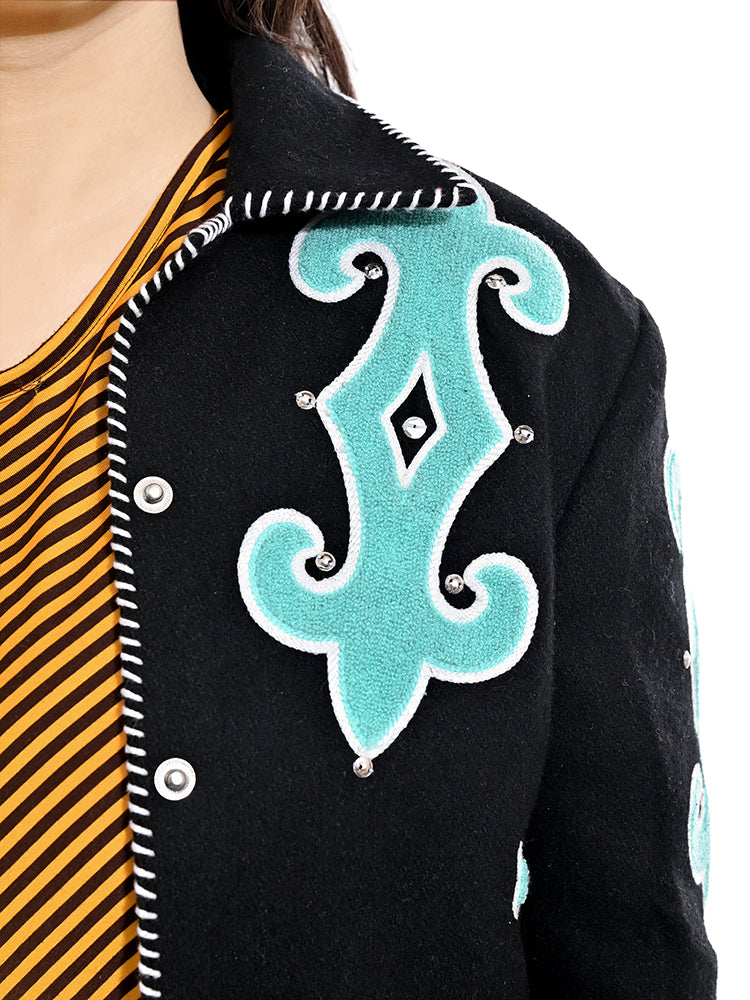 American Darling Western Apparel Embroidered Woolen Fabric Handcrafted Heritage Jacket with Braided Accents for Women
