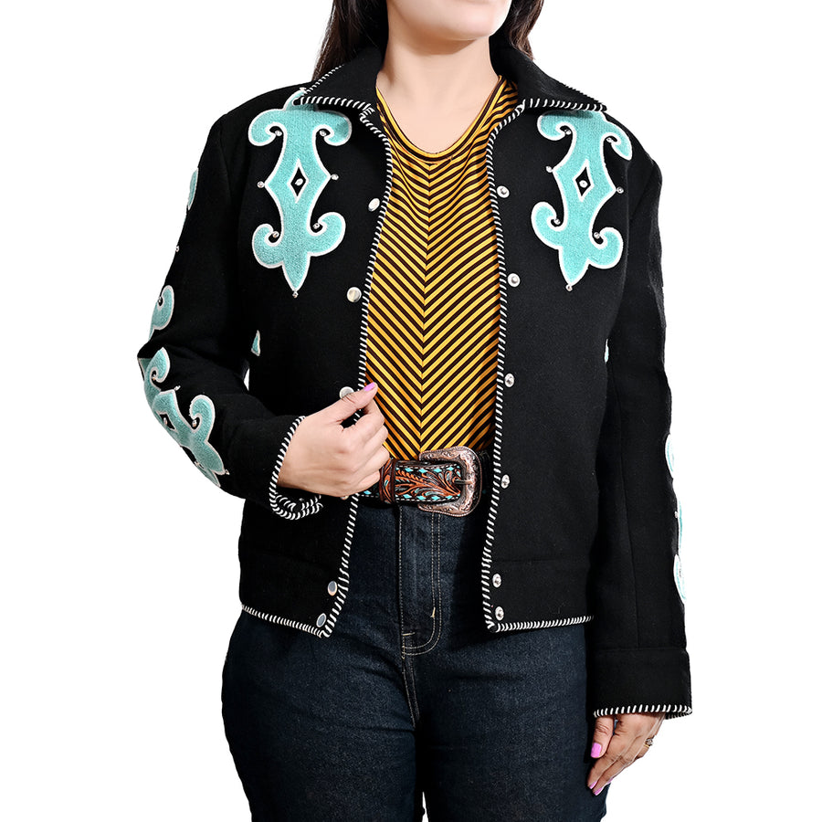 American Darling Western Embroidered Apparel - Artisan Handcrafted Woolen Jacket - Uhorse