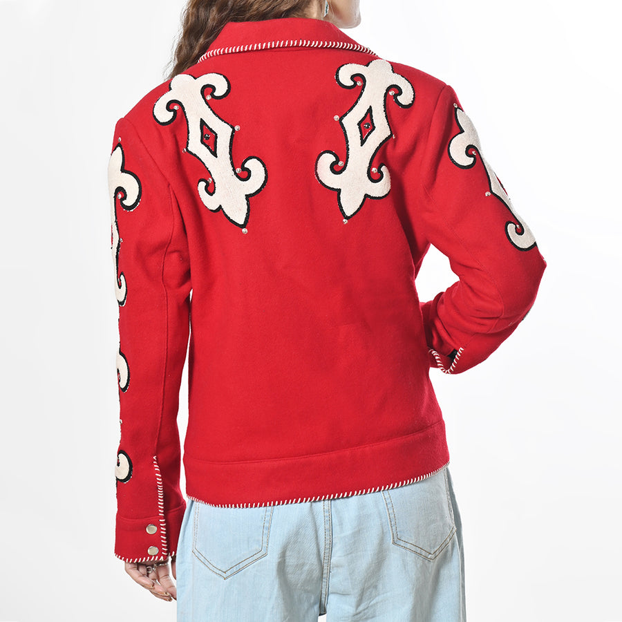 American Darling Western Apparel Embroidered Woolen Fabric Handcrafted Heritage Jacket with Braided Accents for Women