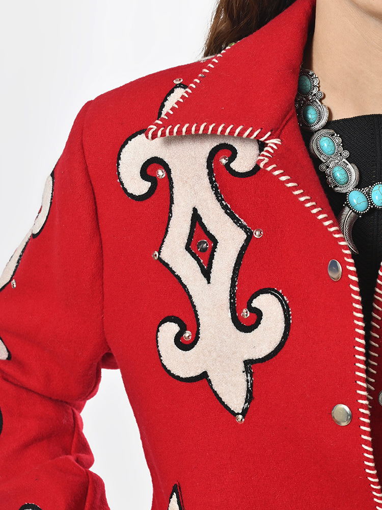 American Darling Western Apparel Embroidered Woolen Fabric Handcrafted Heritage Jacket with Braided Accents for Women