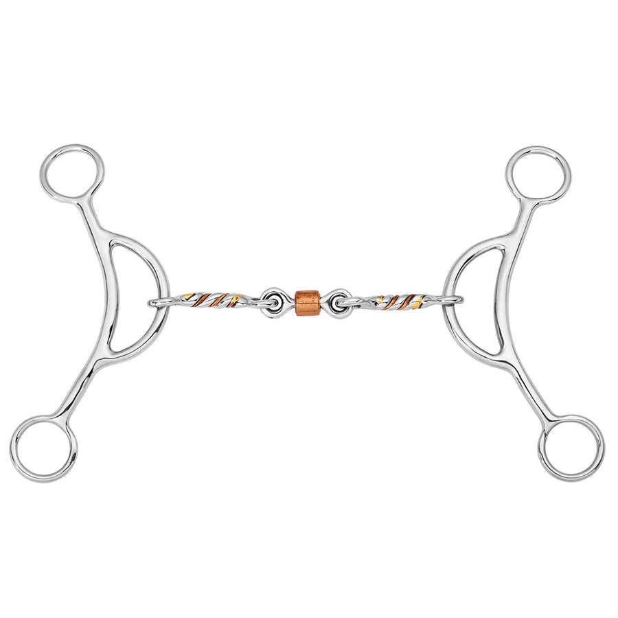 BAR H EQUINE Western Horse Gag Bit with Dogbone and Copper Roller Stainless Steel - Uhorse