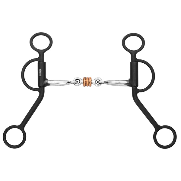 BAR H EQUINE Western Antique Argentine Shank Bit with Three-Piece Copper Rings Mouth - Uhorse