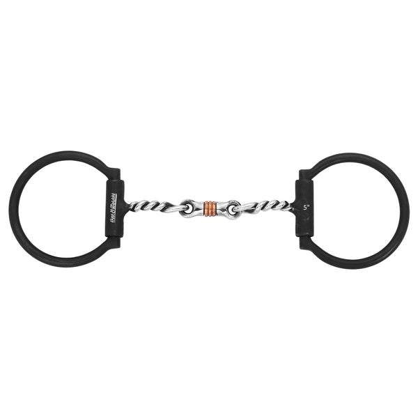 BAR H EQUINE Western Antique Fixed Snaffle Bit Twisted Wire Mouthpiece with Copper Rings - Uhorse