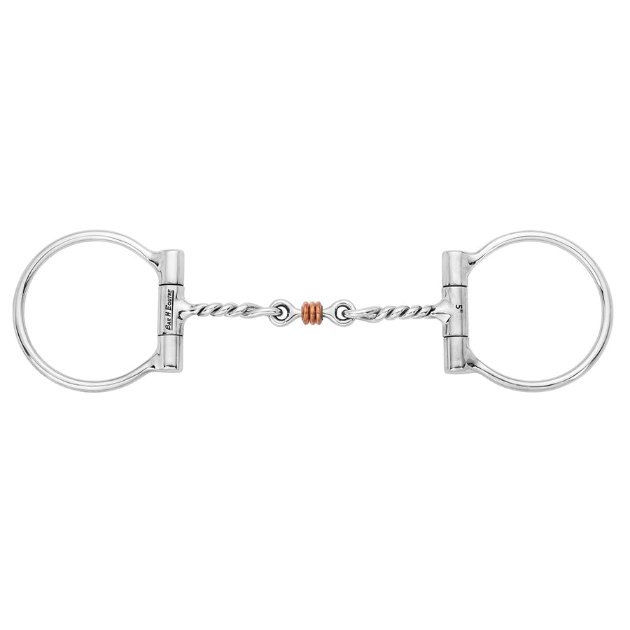 BAR H EQUINE Western D-Ring Snaffle Bit Twisted Mouth with Copper Rings - Uhorse
