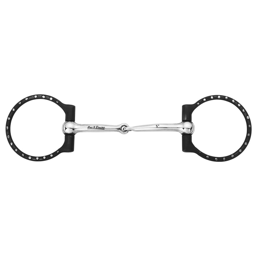 BAR H EQUINE Western D Ring with Silver Dots and Single-Jointed Mouthpiece - Uhorse