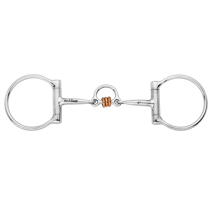 BAR H EQUINE Western D Ring with Ported Copper Roller Dogbone Mouthpiece - Uhorse