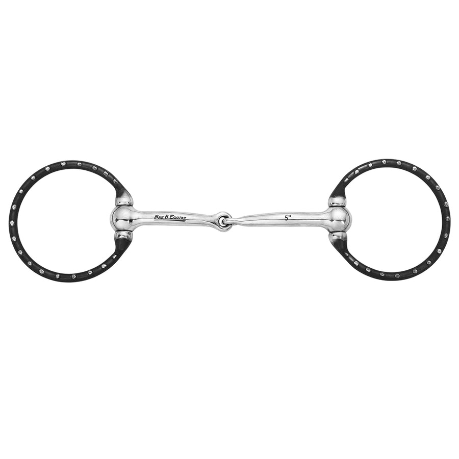 BAR H EQUINE Western Silver Dot Ring Snaffle Bit Stainless Steel - Uhorse