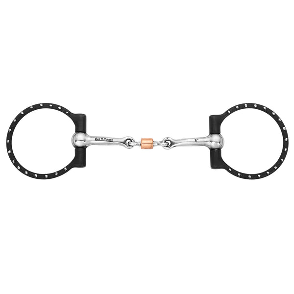 BAR H EQUINE Western Silver Dots D-Ring Snaffle with Copper Roller - Uhorse