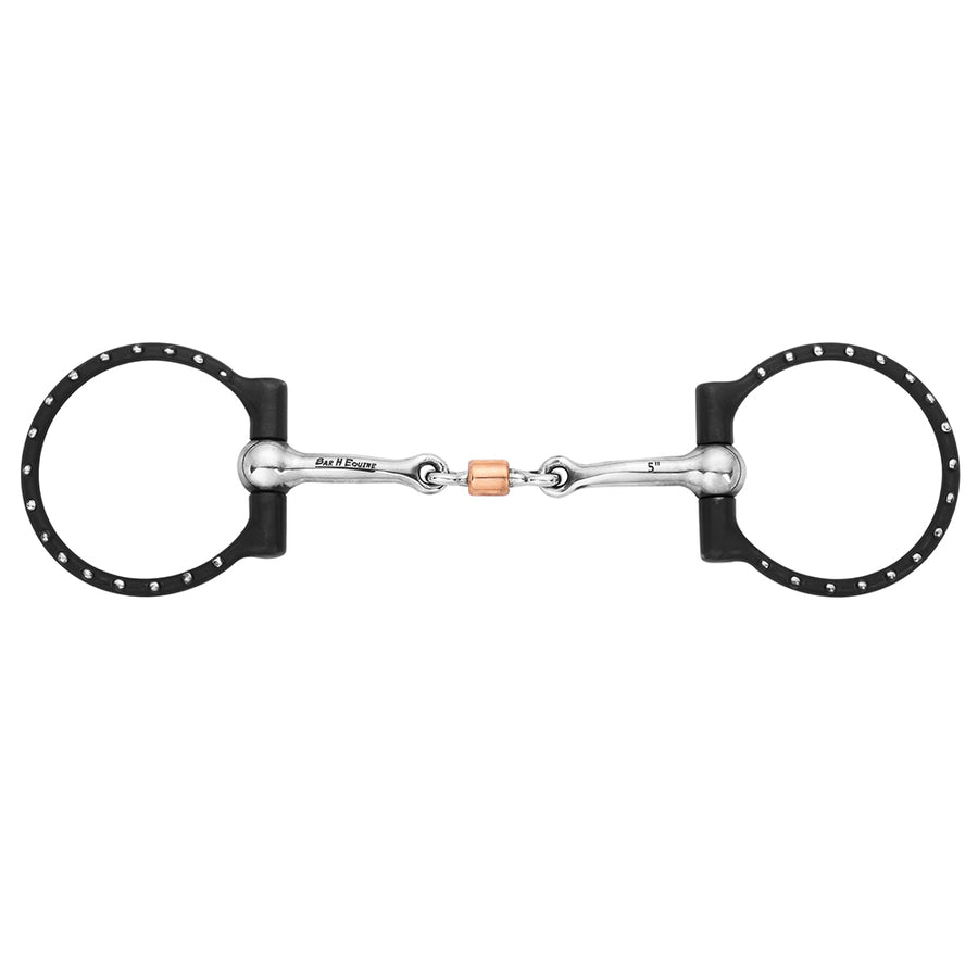 BAR H EQUINE Western Silver Dots D-Ring Snaffle with Copper Roller - Uhorse