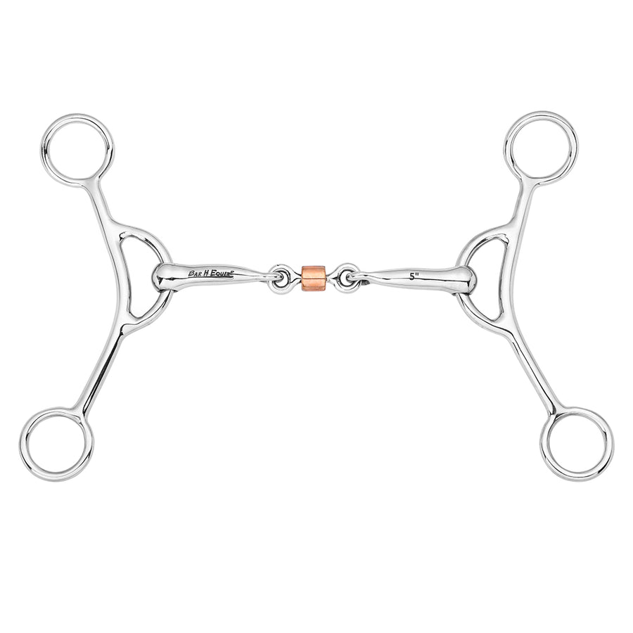 BAR H EQUINE Western Stainless Steel Gag Bit with Copper Roller Mouthpiece - Uhorse