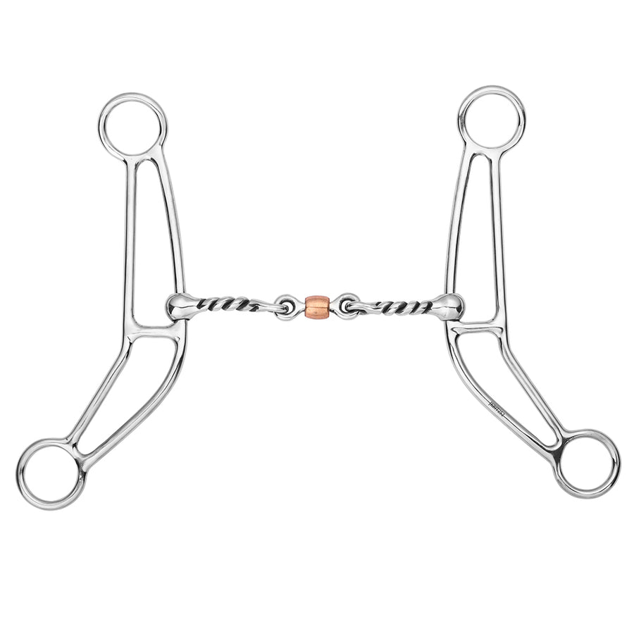 BAR H EQUINE Western Gag Bit Twisted Wire with Copper Roller Mouthpiece - Uhorse