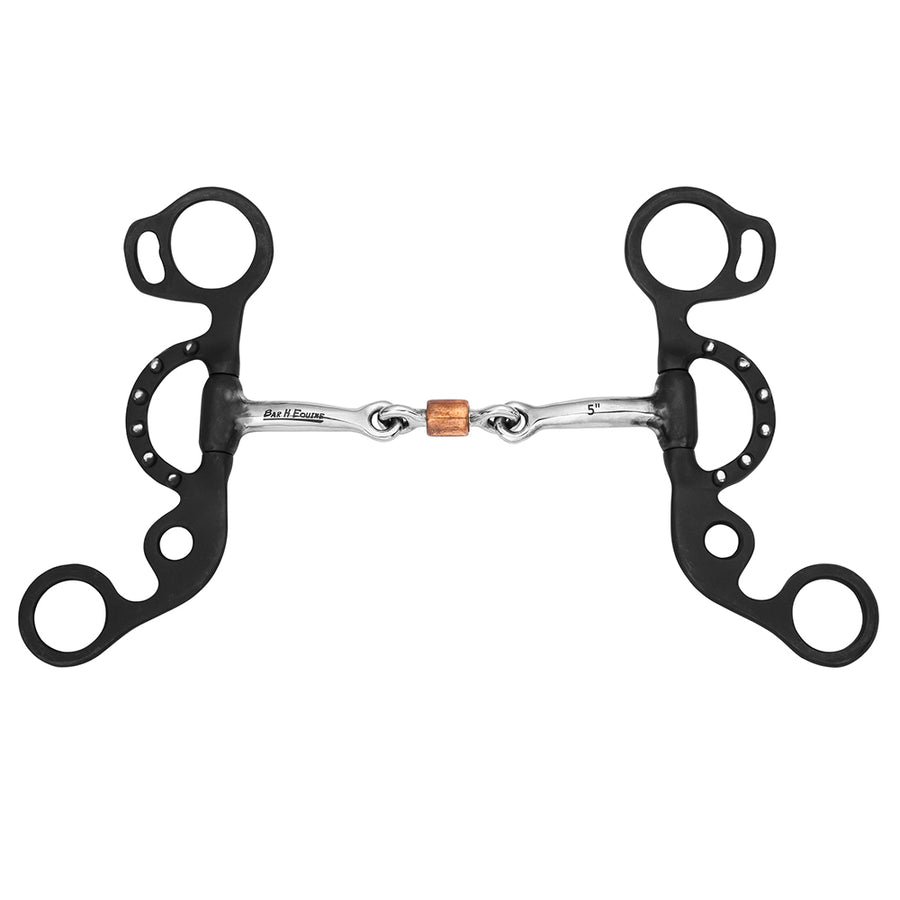 BAR H EQUINE Western Argentine Shank Bit with Copper Roller and Curb Ring - Uhorse