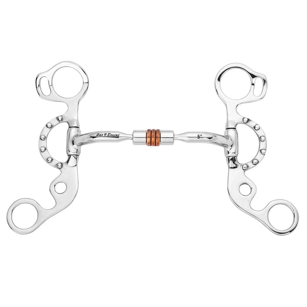 BAR H EQUINE Western Argentine Shank Bit with Dotted Silver Accents and Copper Roller - Uhorse