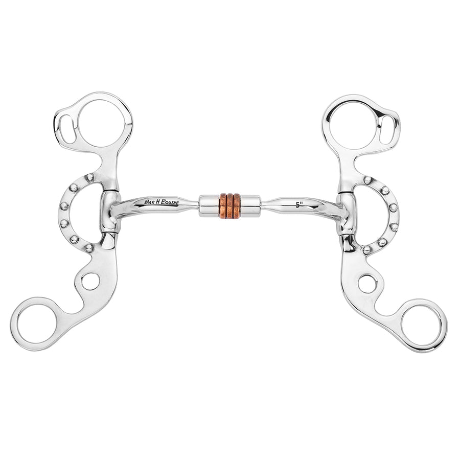 BAR H EQUINE Western Argentine Shank Bit with Dotted Silver Accents and Copper Roller - Uhorse