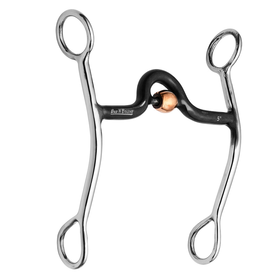 BAR H EQUINE Western Curb Bit with Sweet Iron Mouth Low Port and Copper Roller - Uhorse