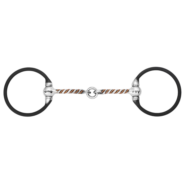 BAR H EQUINE Western Ring Snaffle with Twisted Copper and Stainless Steel Mouth - Uhorse