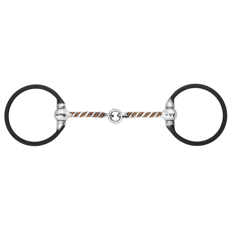 BAR H EQUINE Western Ring Snaffle with Twisted Copper and Stainless Steel Mouth - Uhorse