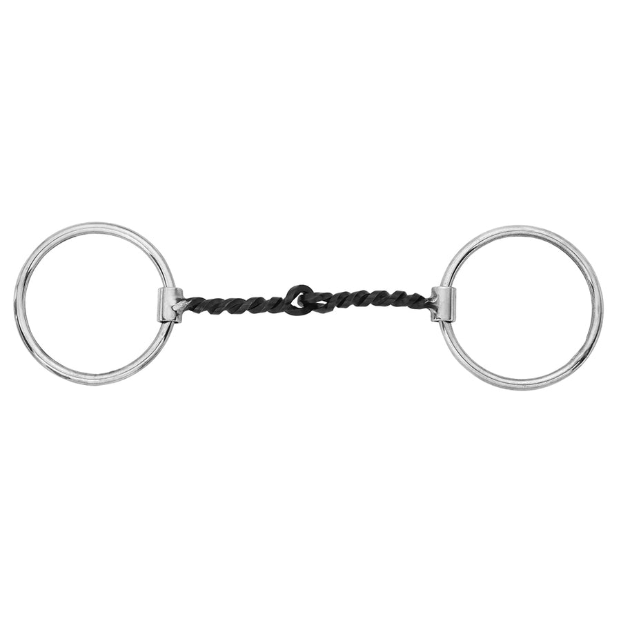 BAR H EQUINE Loose O-Ring Snaffle Bit with Twisted Sweet Iron Mouthpiece - Uhorse