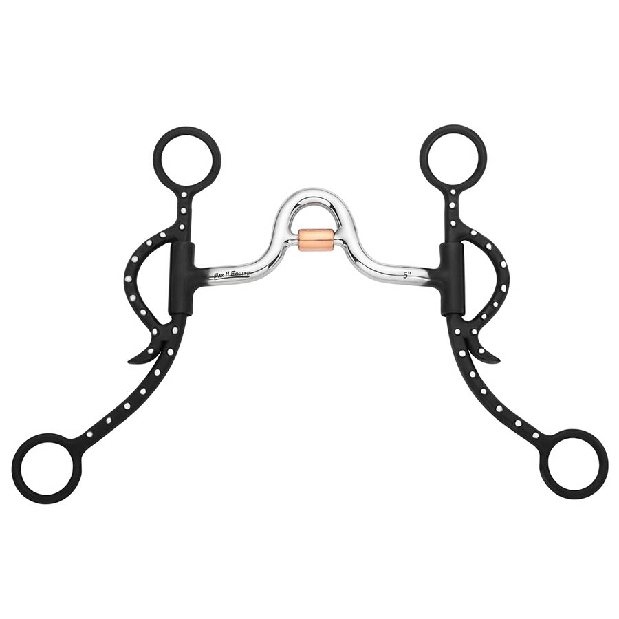 BAR H EQUINE Western Low Port Bit with Copper Roller and Silver-Dotted Shanks - Uhorse