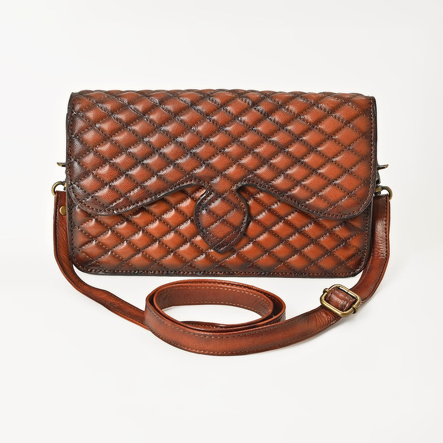 American Darling Cross body Bag Western Quilted Genuine Leather Purse with Hand-Stitched Accents and Premium YKK Zipper