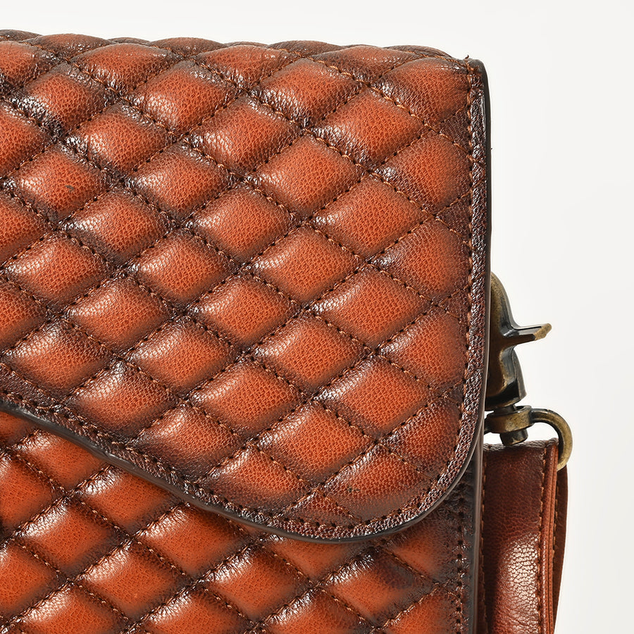 American Darling Cross body Bag Western Quilted Genuine Leather Purse with Hand-Stitched Accents and Premium YKK Zipper