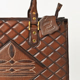 American Darling Western Leather Tote Bag Quilted Boot Stitched Embroidery Genuine Full Grain Leather Handcrafted Shoulder Bag