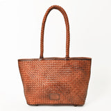 American Darling Western Tote Bag Basket Weave Genuine Full Grain Leather Handcrafted Shoulder Bag with Braided Handles Tassels