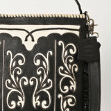 American Darling Full Grain Leather Crossbody Shoulder Bag Women Embroidered with Fringes & Adjustable Strap