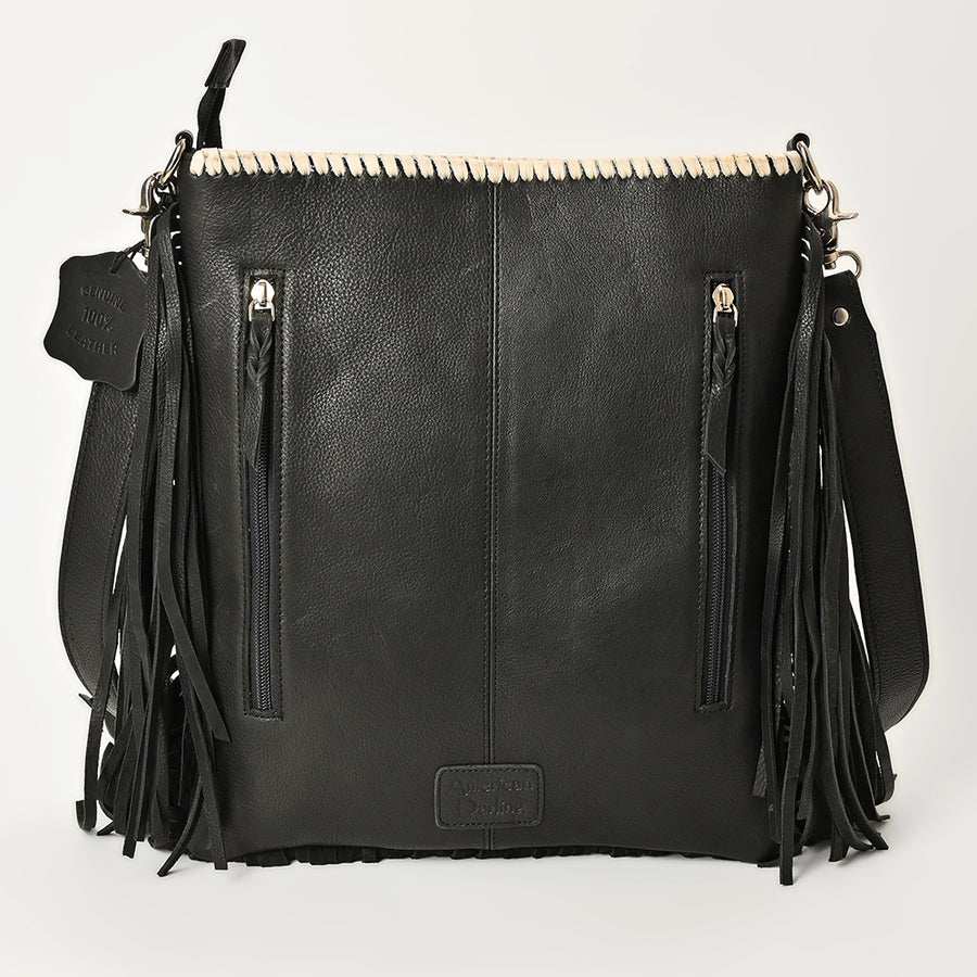 American Darling Full Grain Leather Crossbody Shoulder Bag Women Embroidered with Fringes & Adjustable Strap