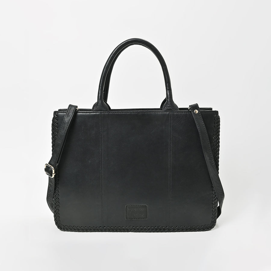 American Darling Black Western Cutwork Leather Handbag for Women – Embossed Tooled Satchel