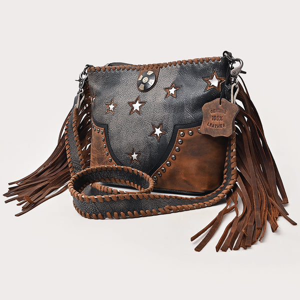 American Darling Western Leather Cross body Bag with Rivets and Concho Detail - Uhorse