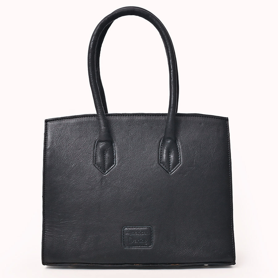 American Darling Western Tote Bag Rivetted Genuine Full Grain Leather Handcrafted Purse with Hair-On Cowhide and Concho