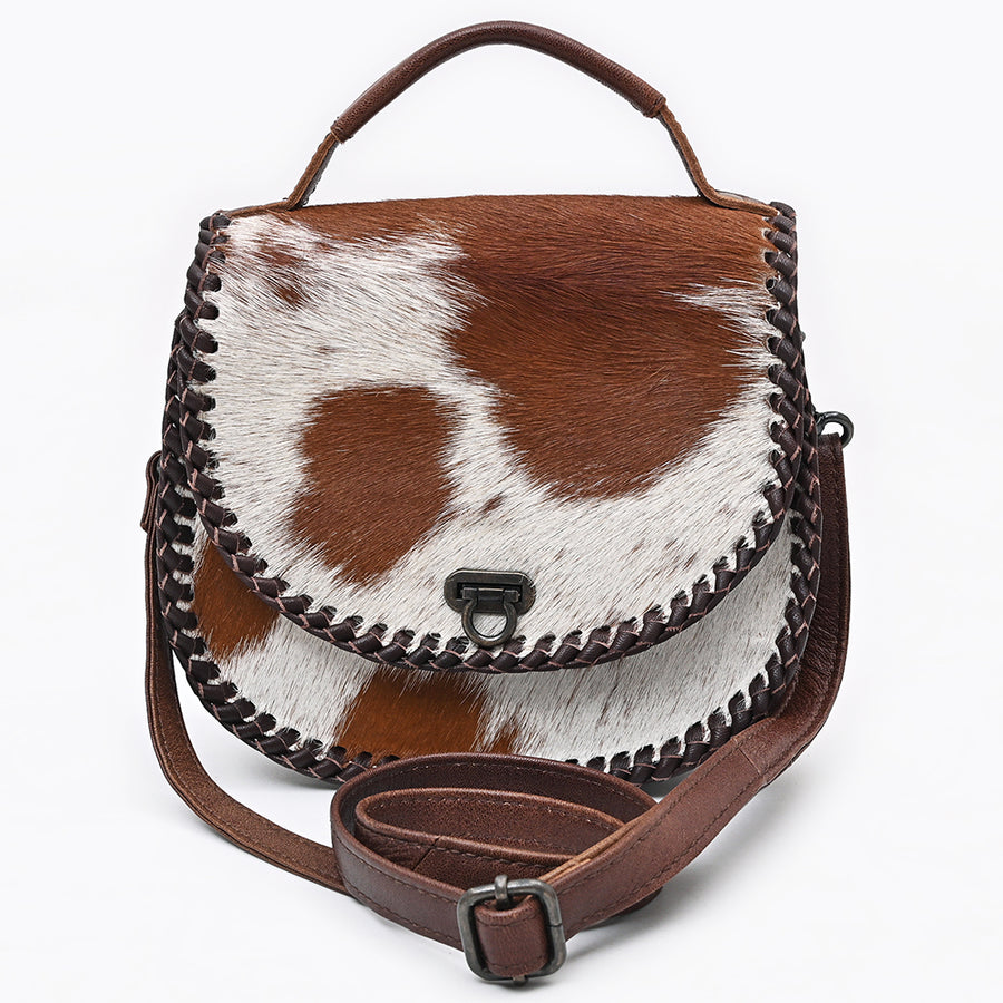 American Darling Hair-On Cowhide Genuine Leather Western Crossbody Bag with Adjustable Strap 7in (H) X 12in (W) X 2in (D)
