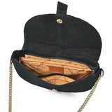 American Darling Cross body Bag for Women, Premium Suede Leather with Hand Tooled Floral Trim, Western Concho & Chain Strap