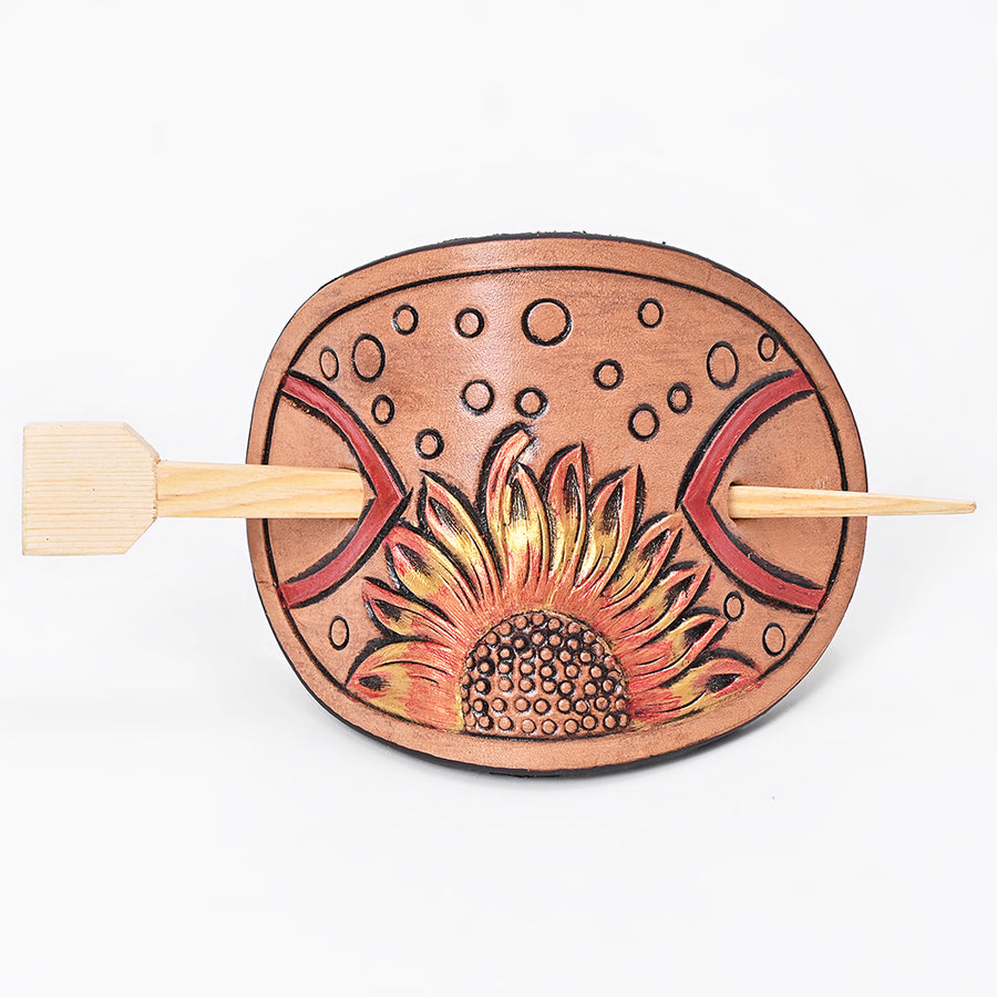 Tooled leather horse eye shield with sunflower design - Uhorse