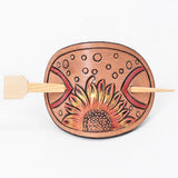 American Darling Leather Hair Stick Barrette Sunflower Tan Hair Accessories - Uhorse