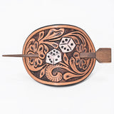 American Darling Leather Hair Stick Barrette Dice Tan Hair Accessories by Hilason – Cowboy and equestrian accessories