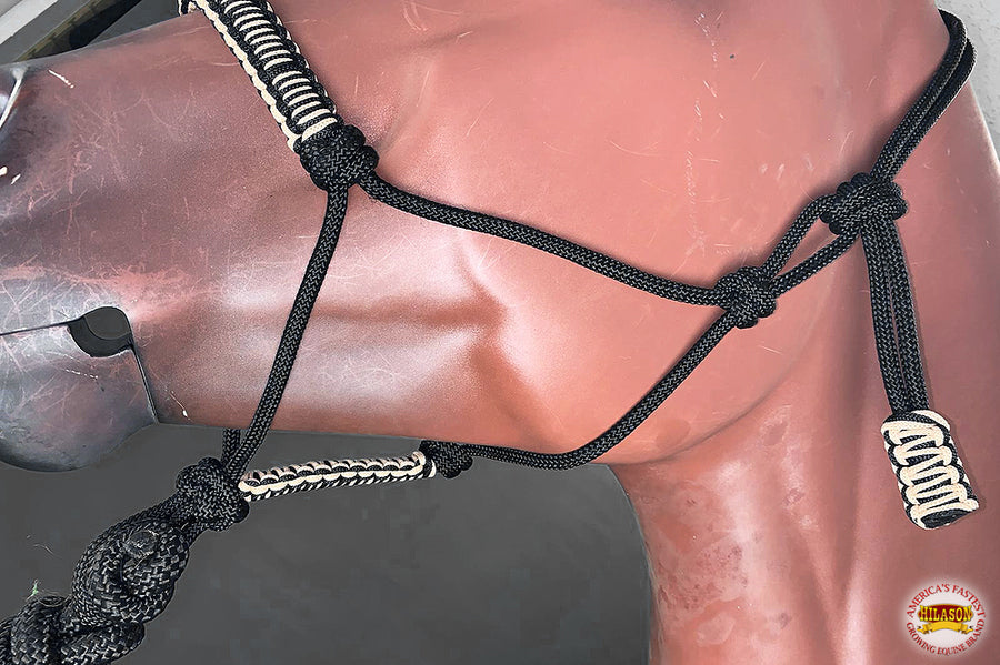 HILASON Western Horse Poly Rope Tied Adjustable Halter 8 Ft Lead