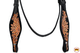 HILASON Western Horse Headstall Genuine American Leather Floral Black