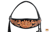 HILASON Western Horse Headstall Genuine American Leather Floral Black