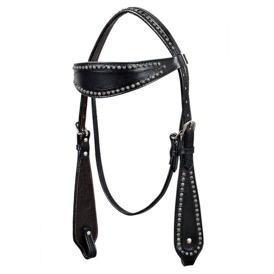 HILASON Western Horse Headstall Genuine American Leather Black - Uhorse