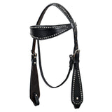 HILASON Western Horse Headstall Genuine American Leather Black
