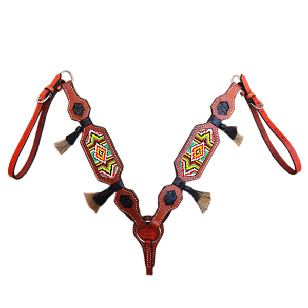 HILASON Western Horse Headstall Breast Collar Tack Set Genuine American Leather - Uhorse