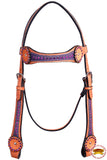 HILASON Western Horse Headstall Genuine American Leather Tan